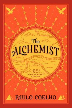 Red background with yellow highlights title the alchemist