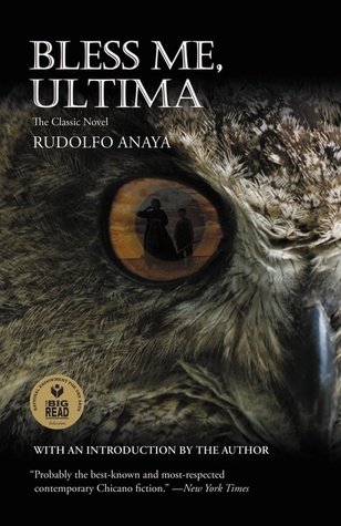 left side of an owls face with the title Bless Me, Ultima overlayed
