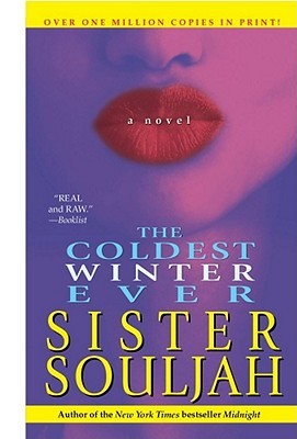 Two tone purple face with prominent red lips. Title The Coldest Winter Ever is overlayed