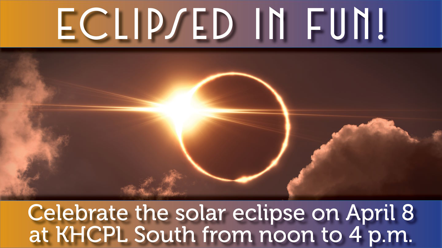 Colorful Solar Eclipse image with text Eclipsed In Fun